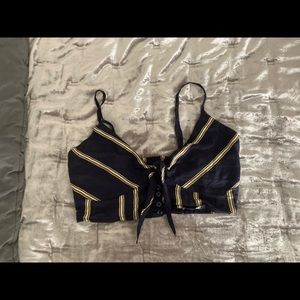 Volcom striped button down crop top